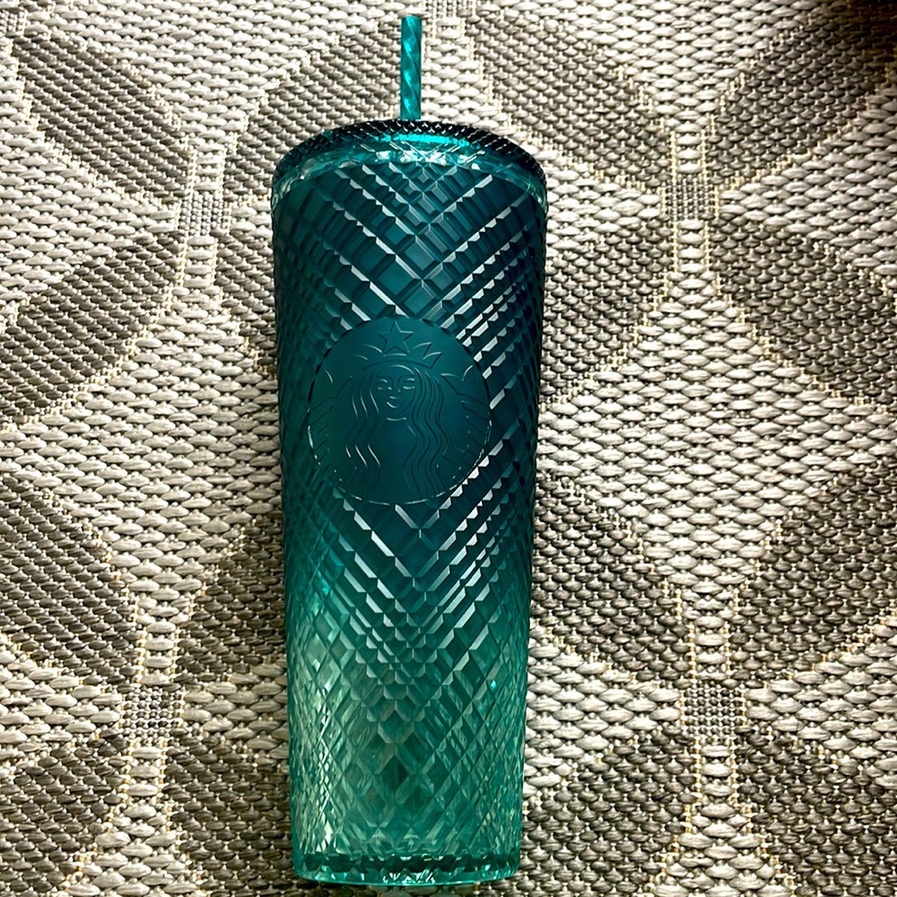 Starbucks 2023 Spring Teal Jeweled Green Blue Ombre Cold Cup Tumbler 24oz NEW